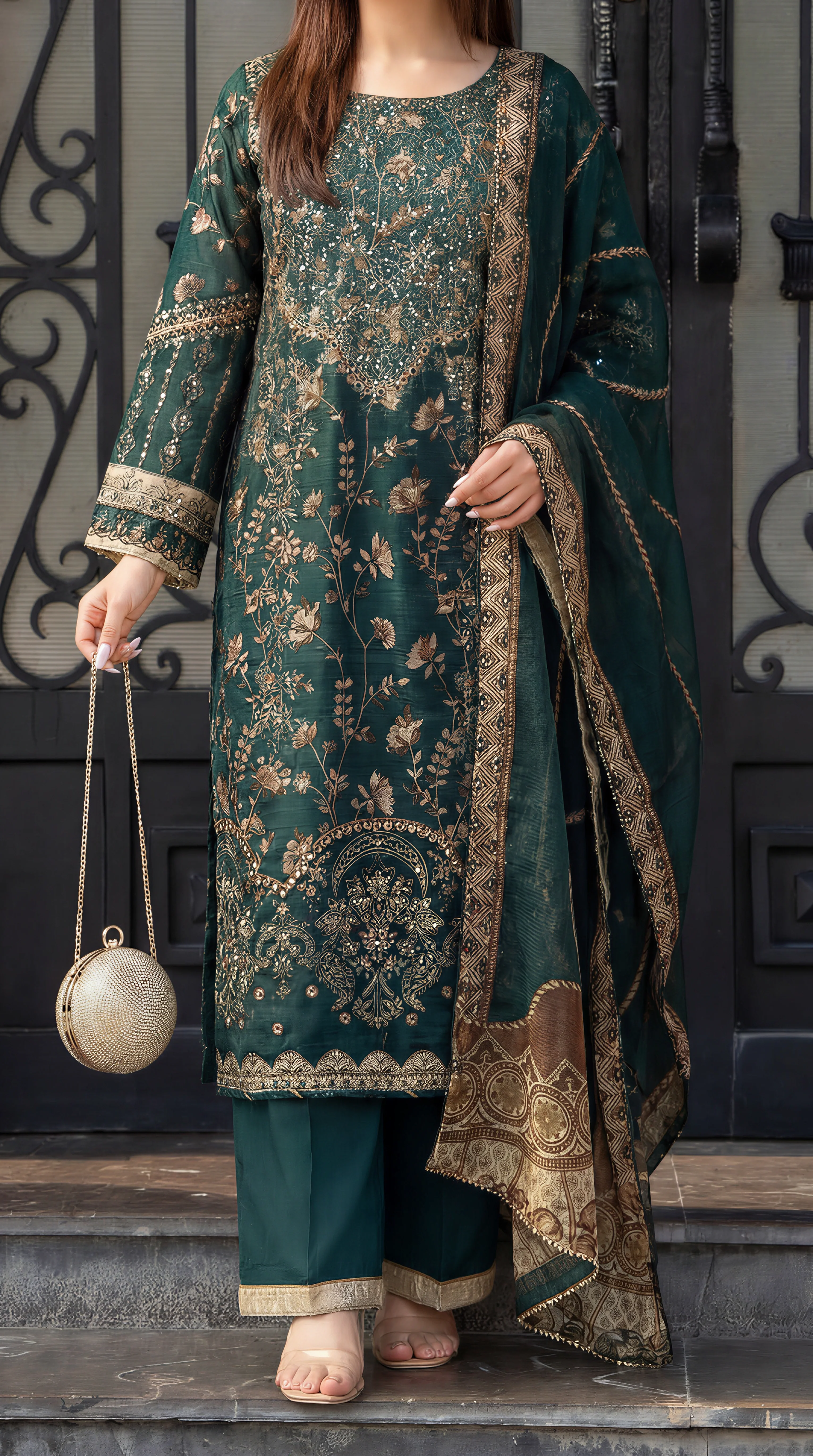 Motif Munar Embridered Suit-3987 - Image 2