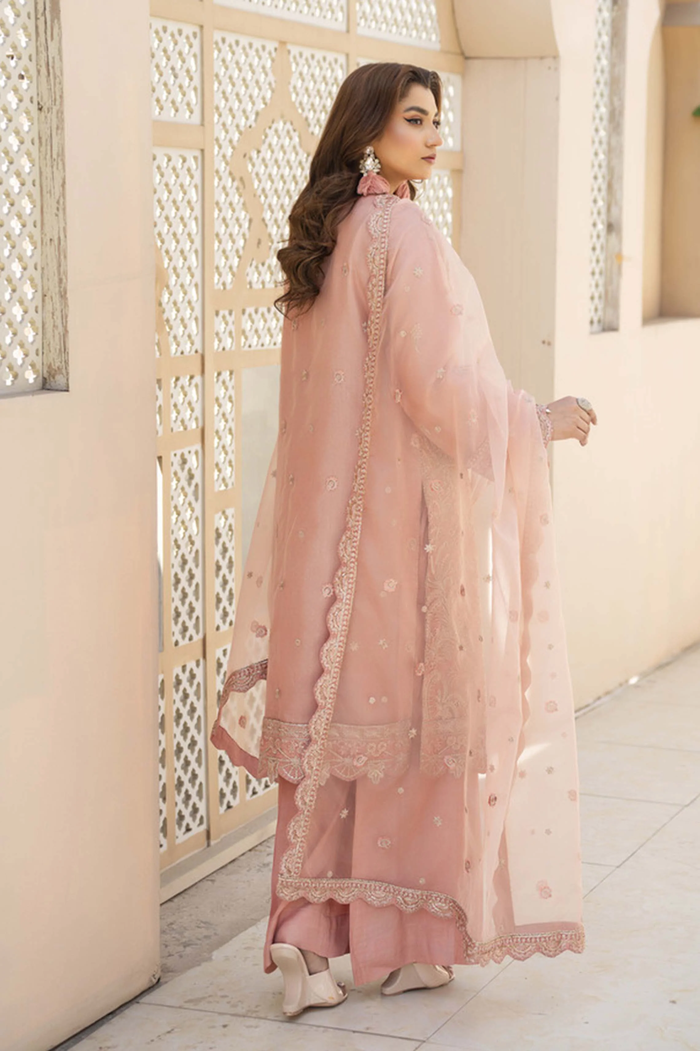 Motif Organza Embroidered Suit-005 - Image 4