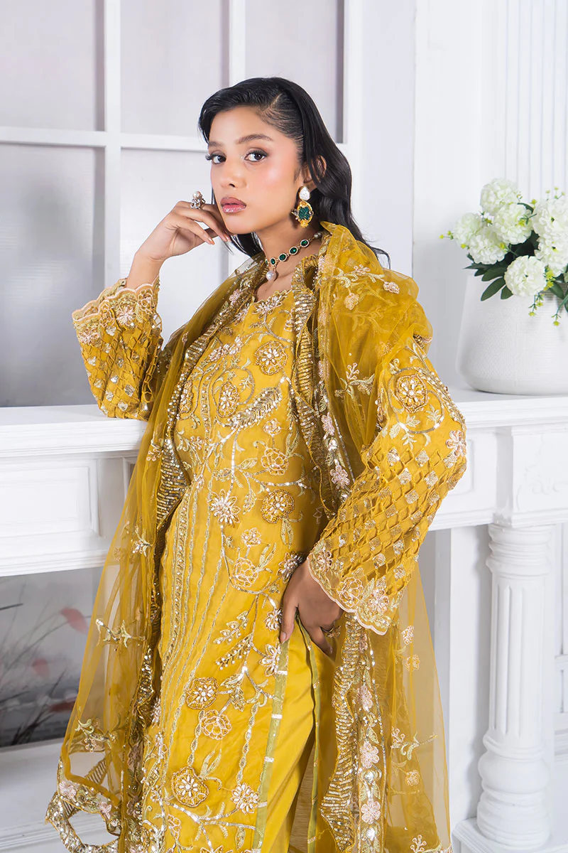 Motif Organza Embroidered Suit-361 - Image 3