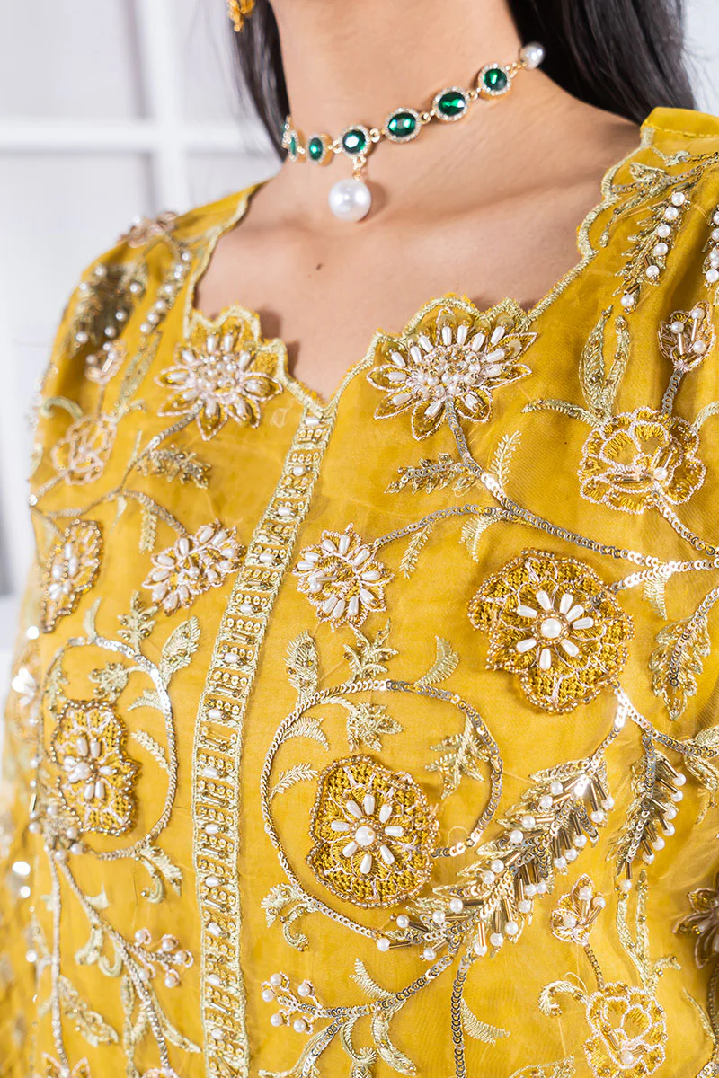 Motif Organza Embroidered Suit-361 - Image 5