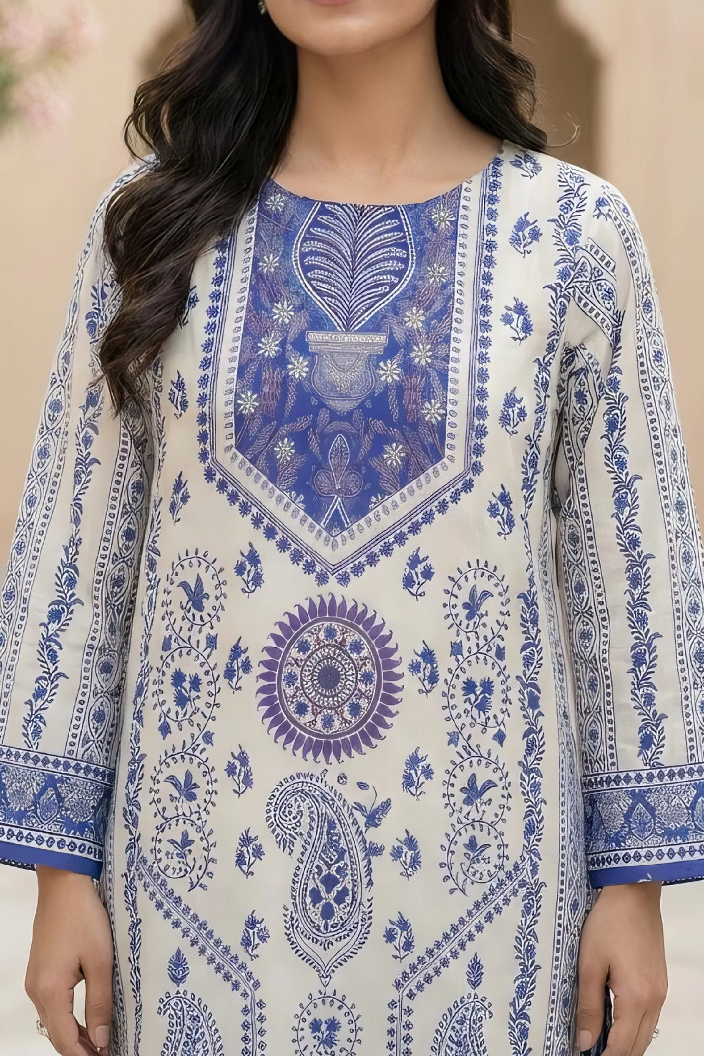 Motif Printed Cambric Suit-021 - Image 2