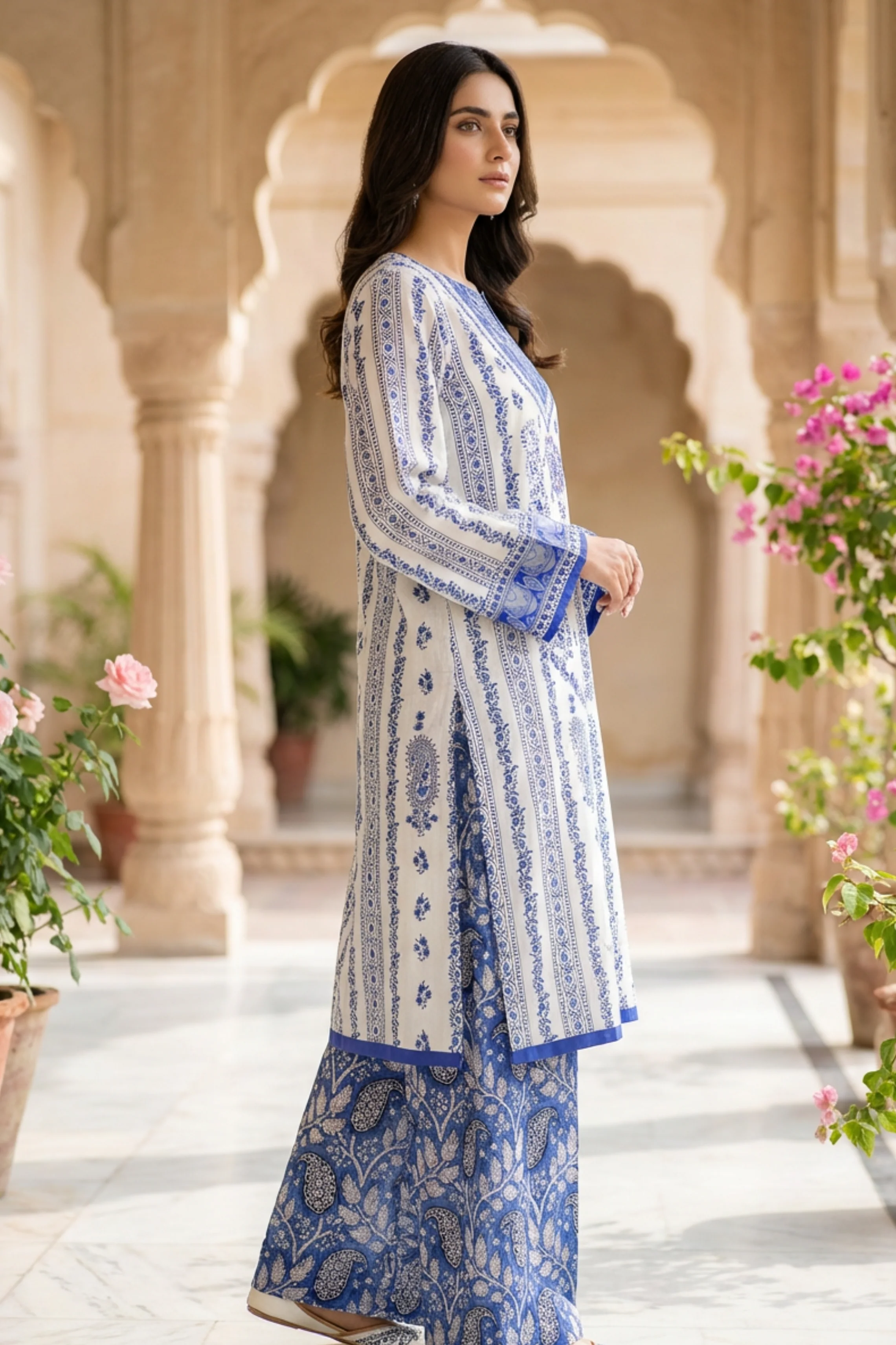 Motif Printed Cambric Suit-021 - Image 3