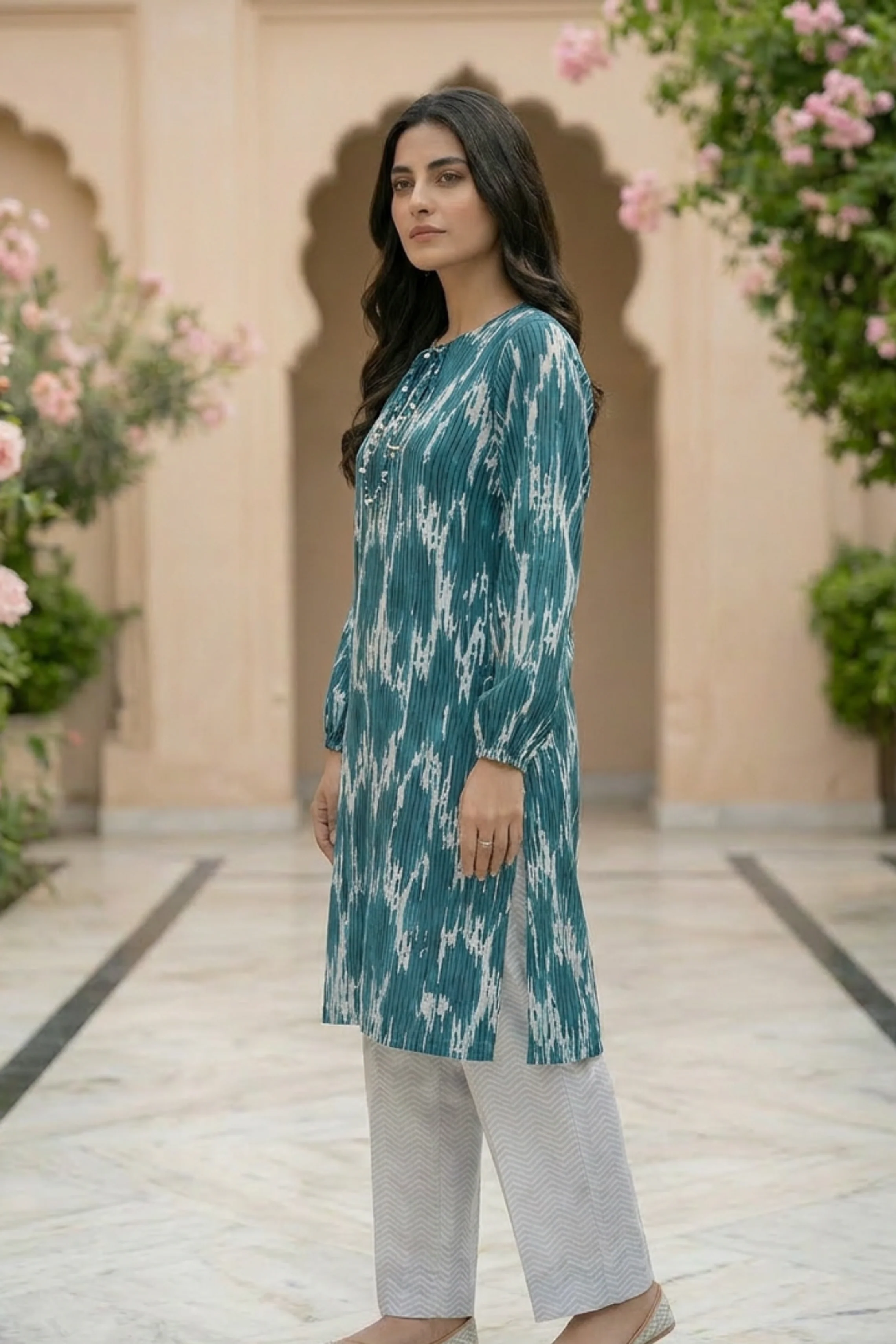 Motif Printed Cambric Suit-027 - Image 2