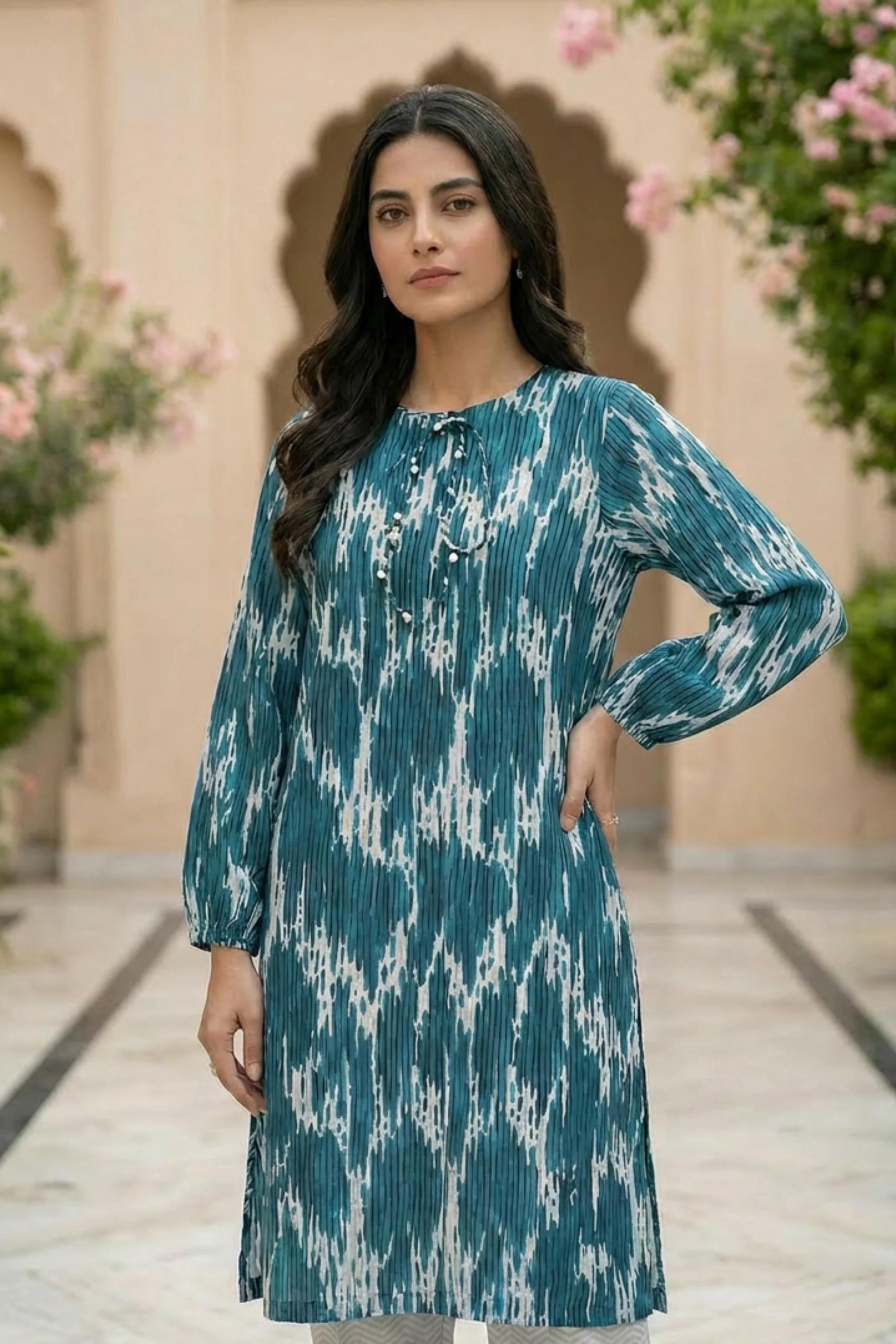 Motif Printed Cambric Suit-027 - Image 3