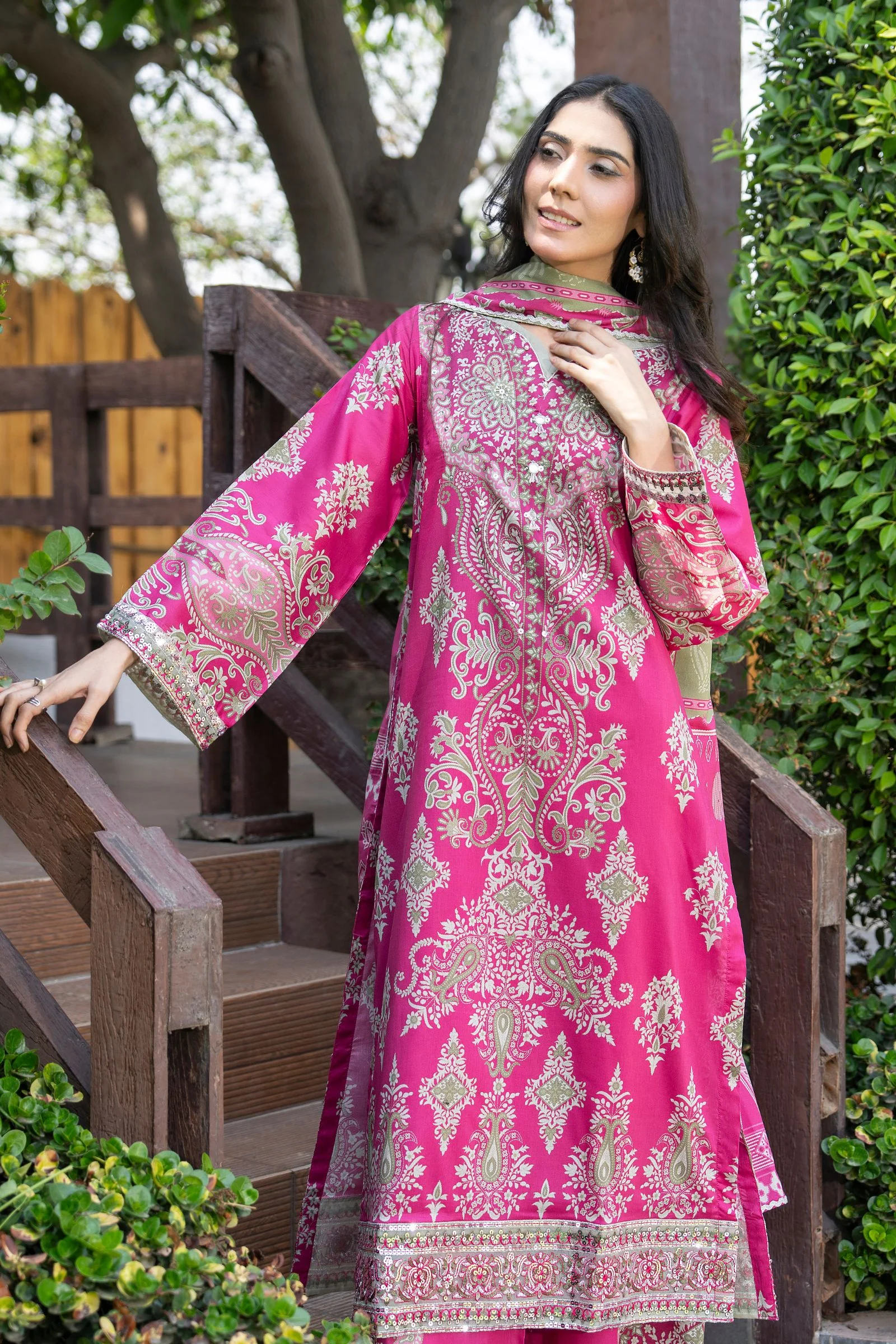 Motif Printed Cambric Suit-041 - Image 7