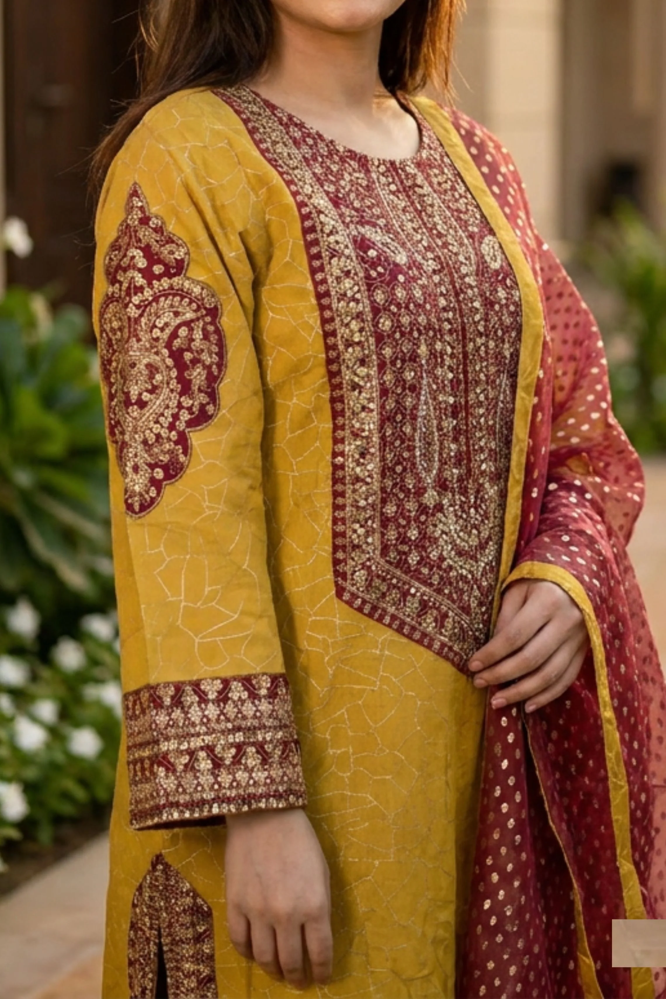 Motif Printed Jacquard Suit-001 - Image 3