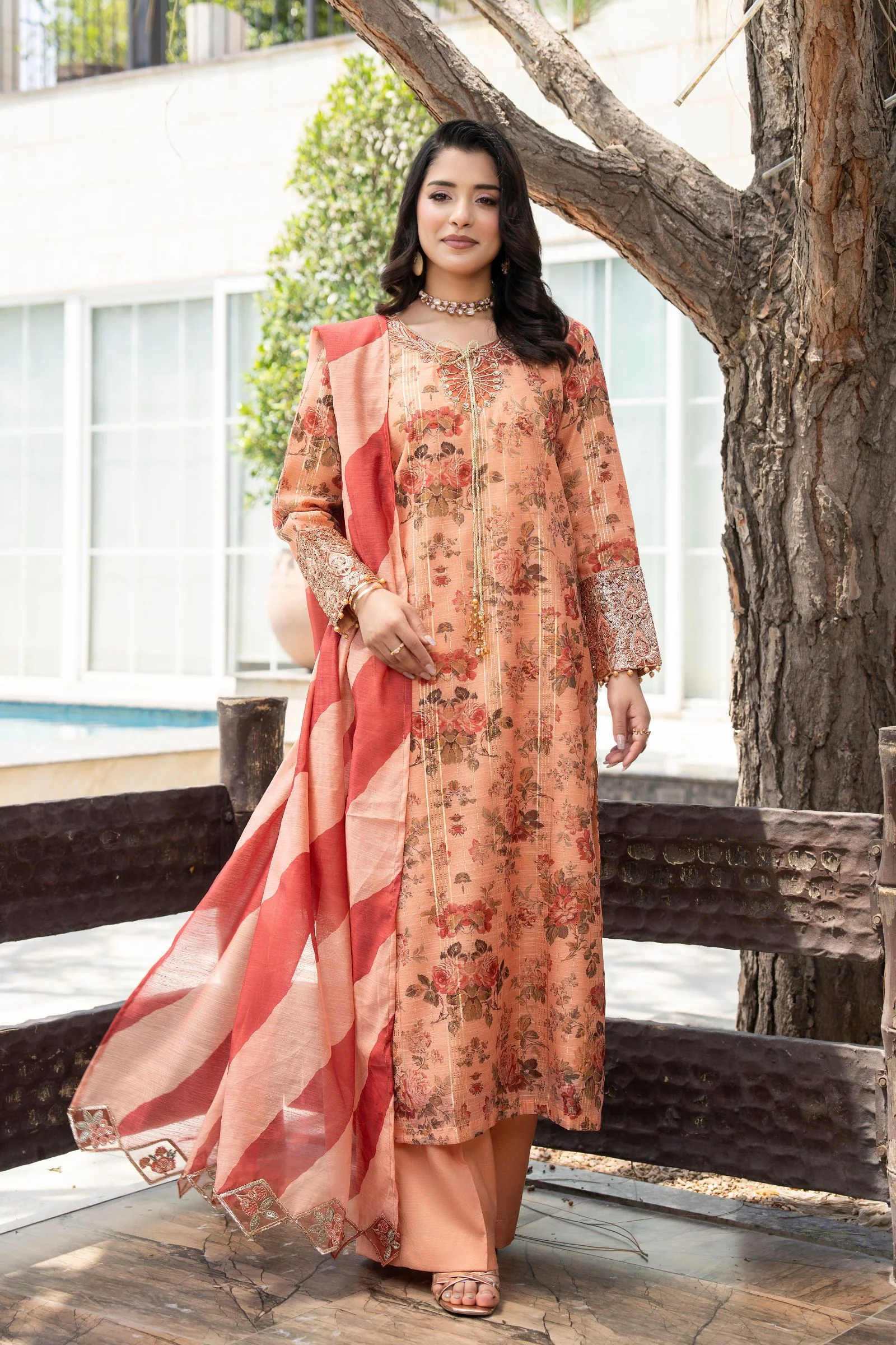 Motif Printed Munar Suit-4077
