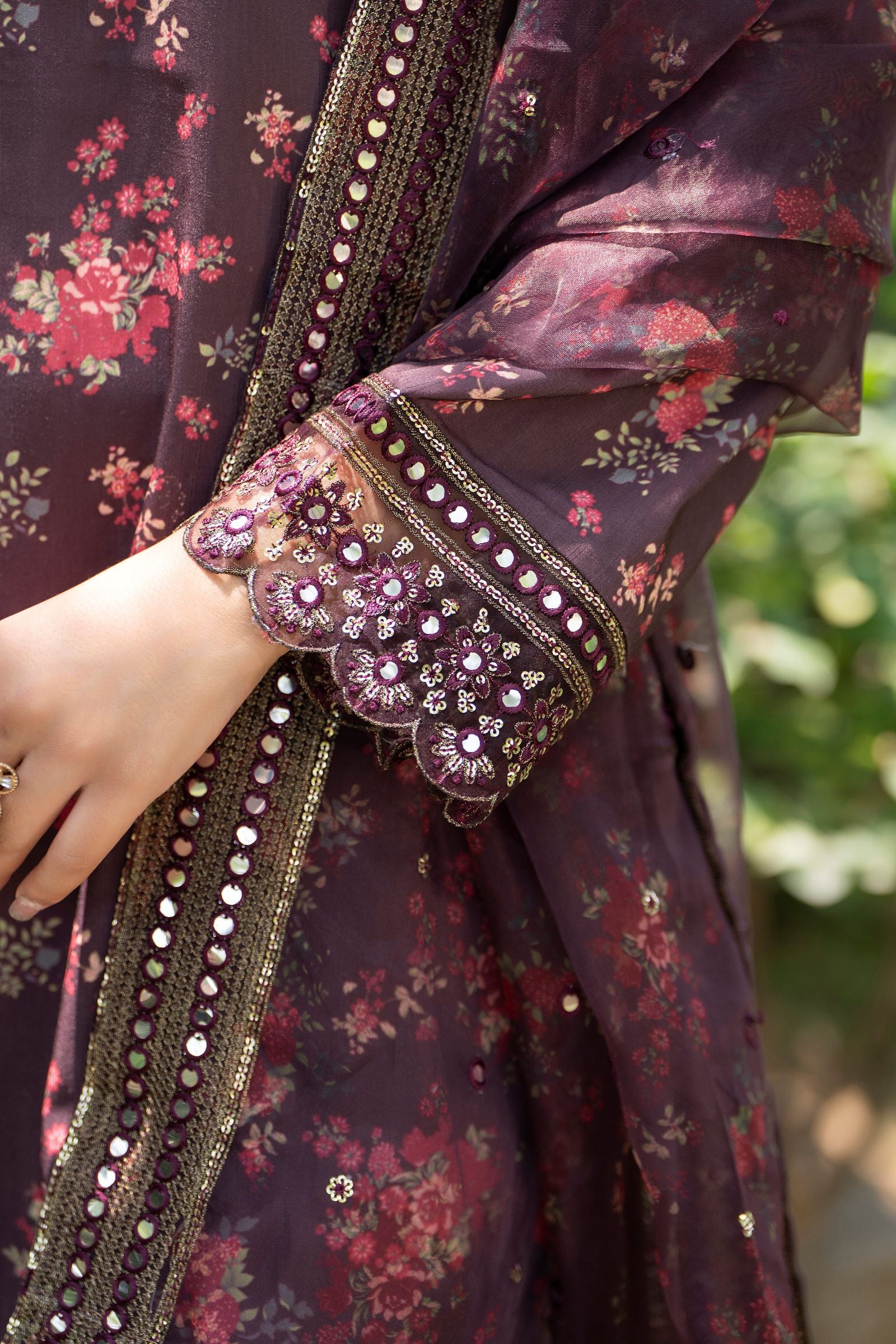 Motif Printed Raw Silk Suit-4114 - Image 3