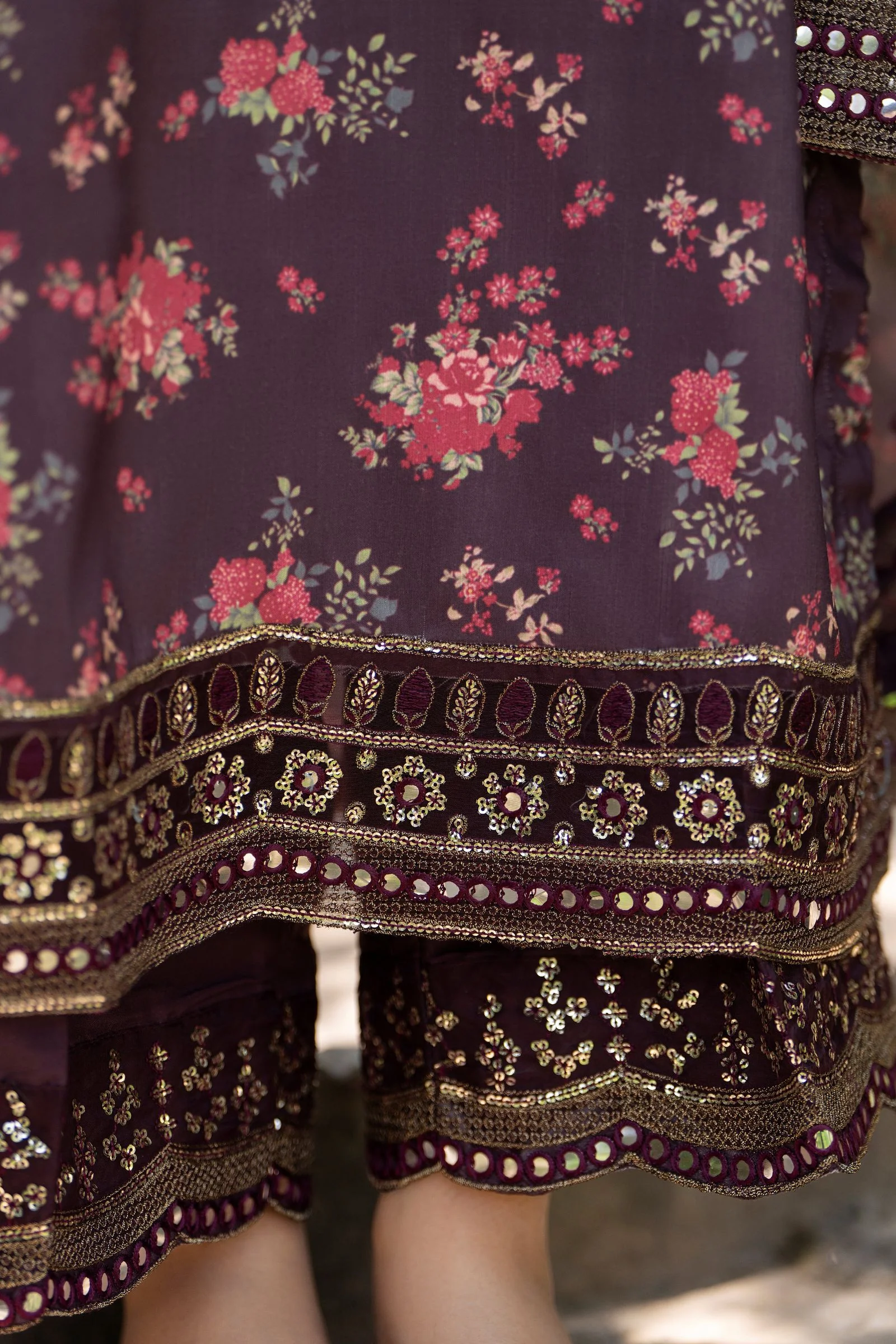Motif Printed Raw Silk Suit-4114 - Image 4