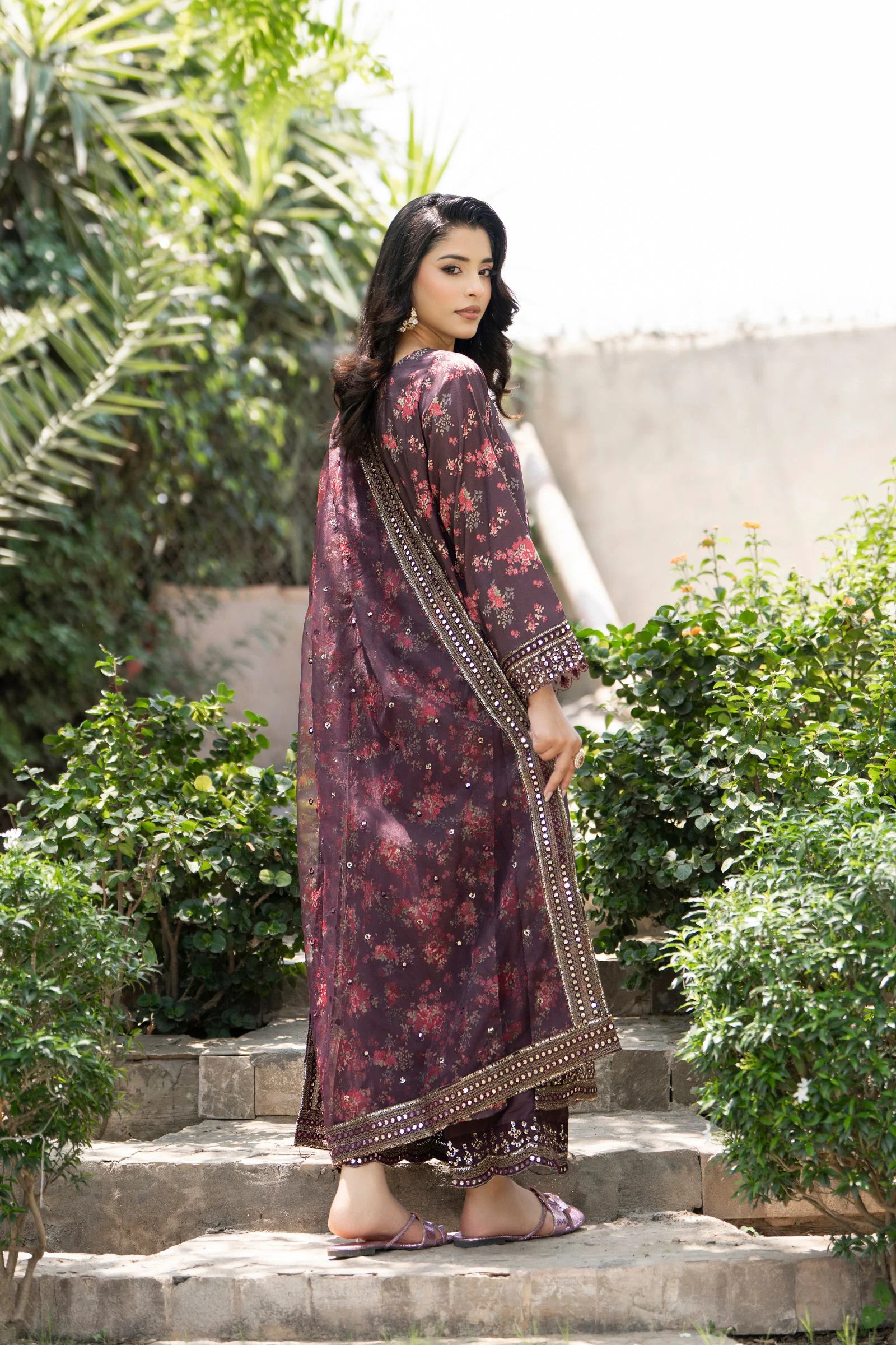 Motif Printed Raw Silk Suit-4114 - Image 5