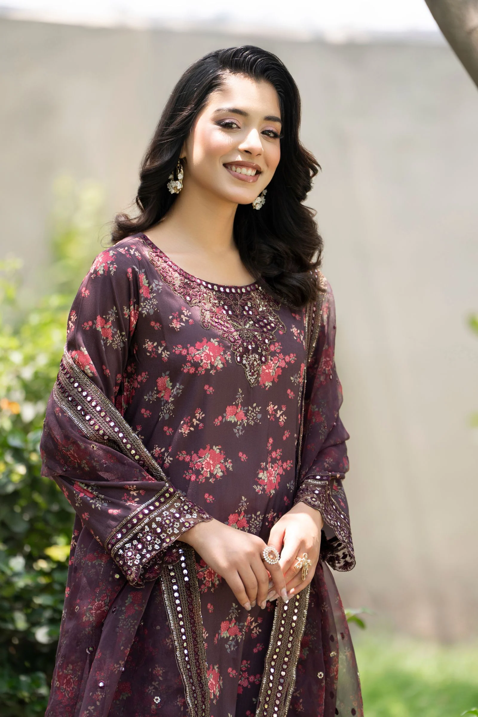 Motif Printed Raw Silk Suit-4114 - Image 7