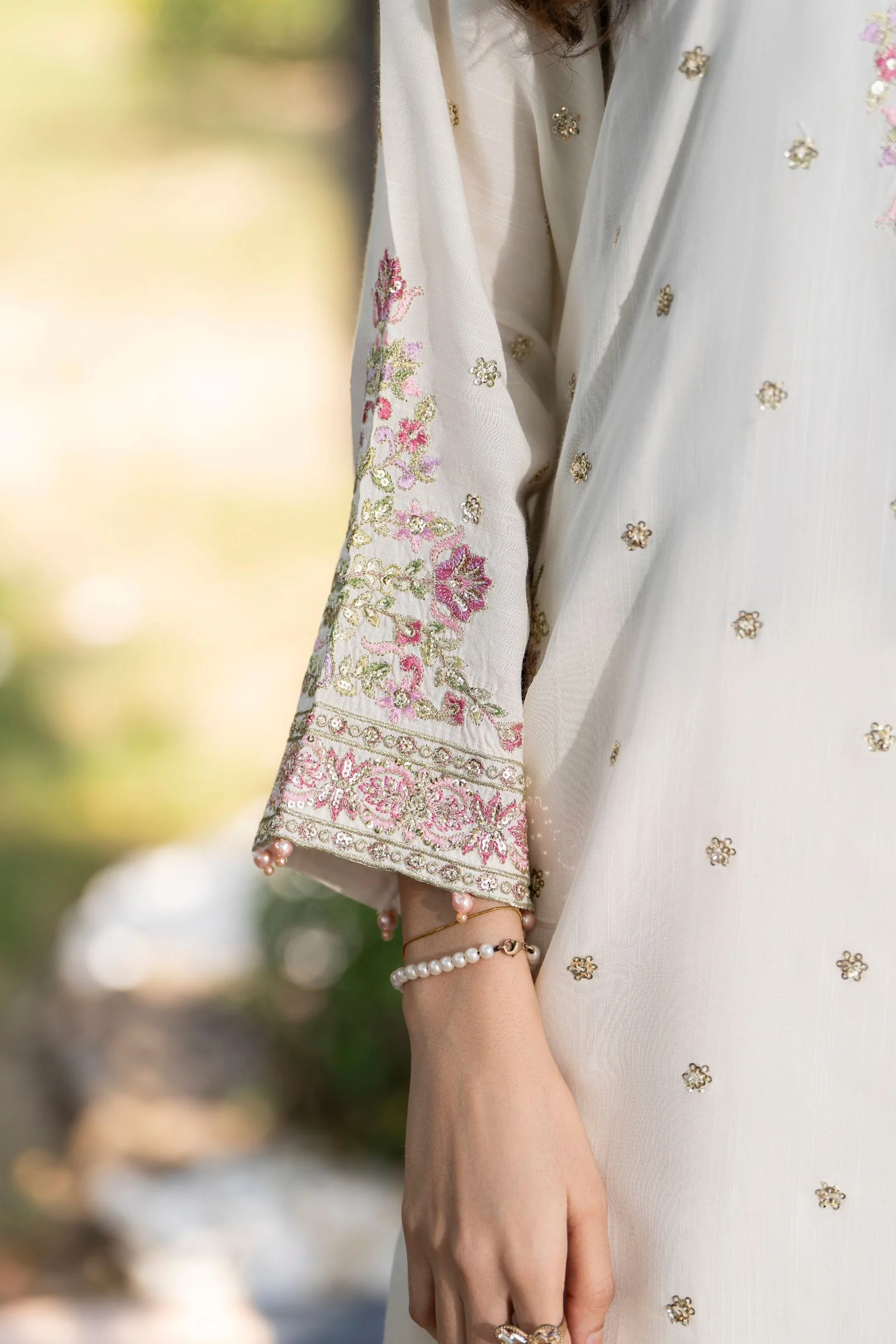Motif Raw Silk Embroidered Suit-4095 - Image 3