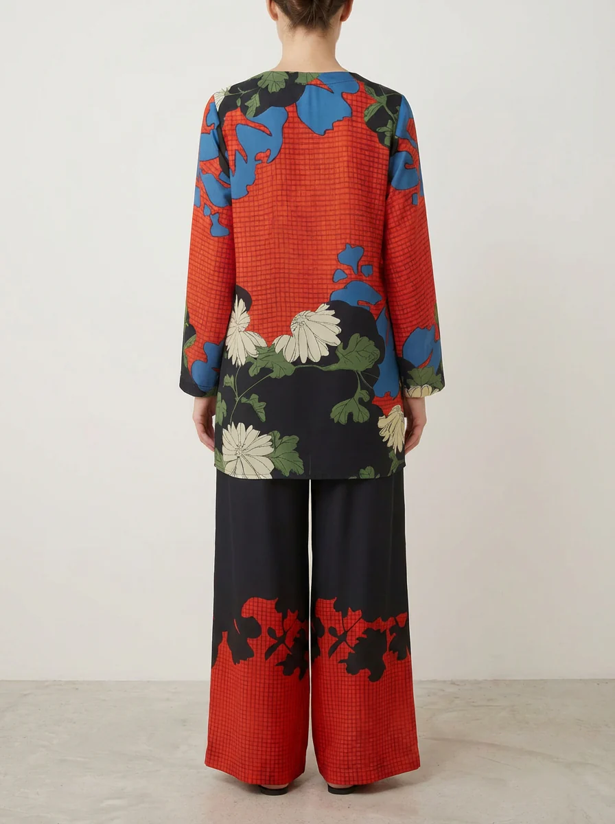 Motif Silk Printed Co-ord Set-051 - Image 3