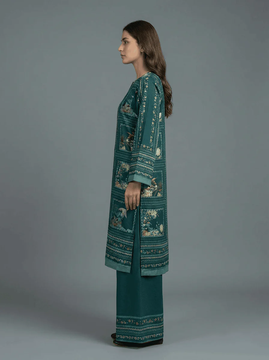 Motif Silk Printed Co-ord Set-055 - Image 2