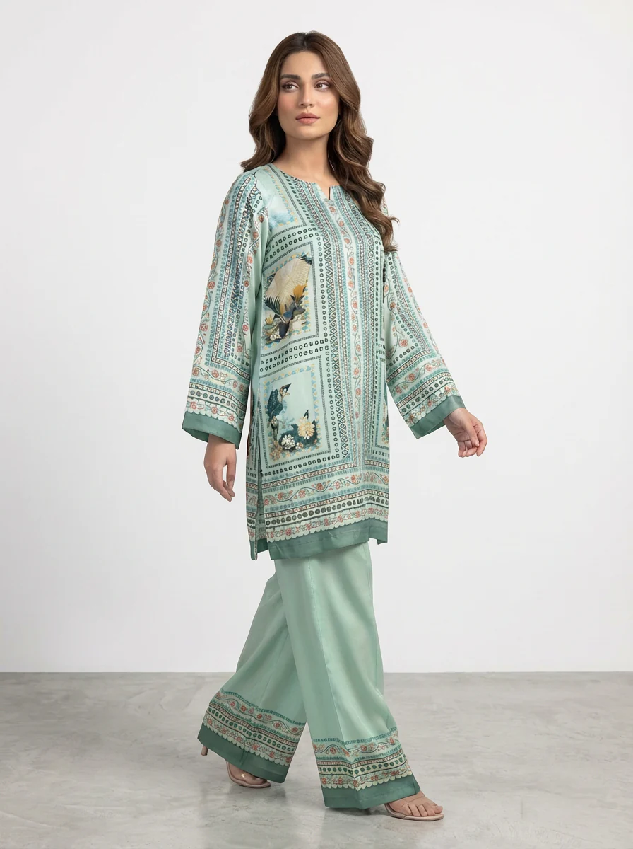 Motif Silk Printed Co-ord Set-056