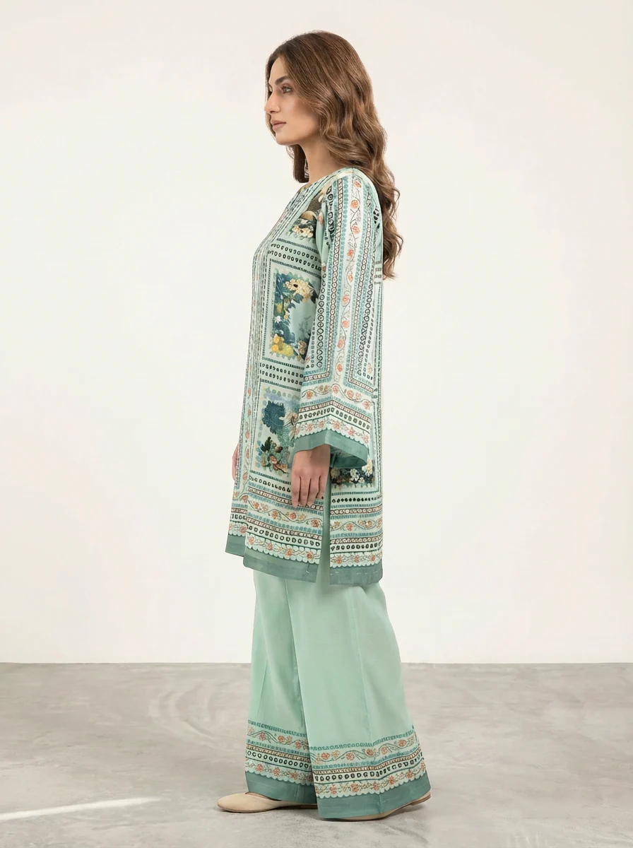 Motif Silk Printed Co-ord Set-056 - Image 2