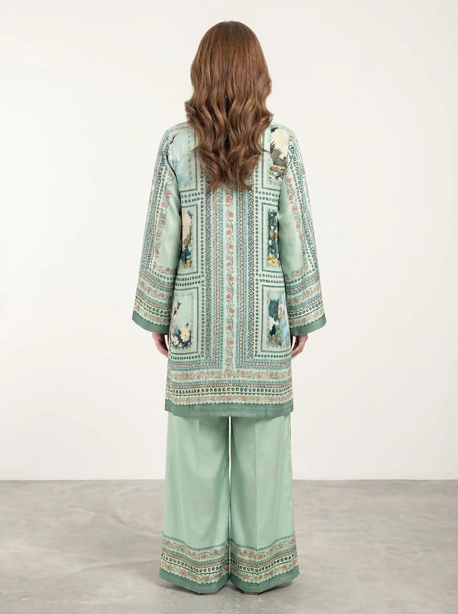 Motif Silk Printed Co-ord Set-056 - Image 3