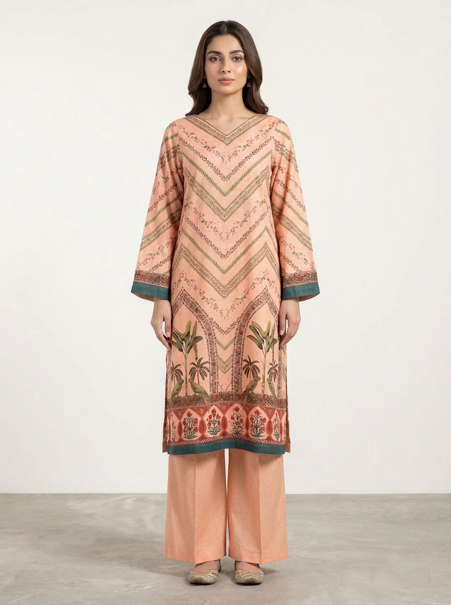 Motif Silk Printed Co-ord Set-058