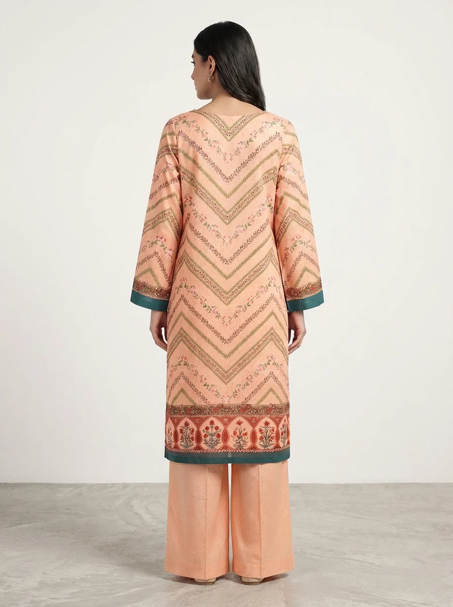 Motif Silk Printed Co-ord Set-058 - Image 2