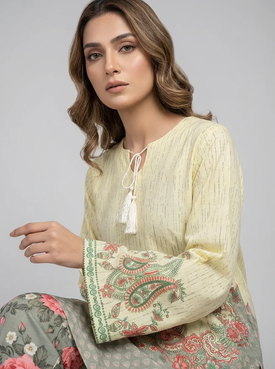 Motif Raw Silk Printed Co-ord Set-060 - Image 4