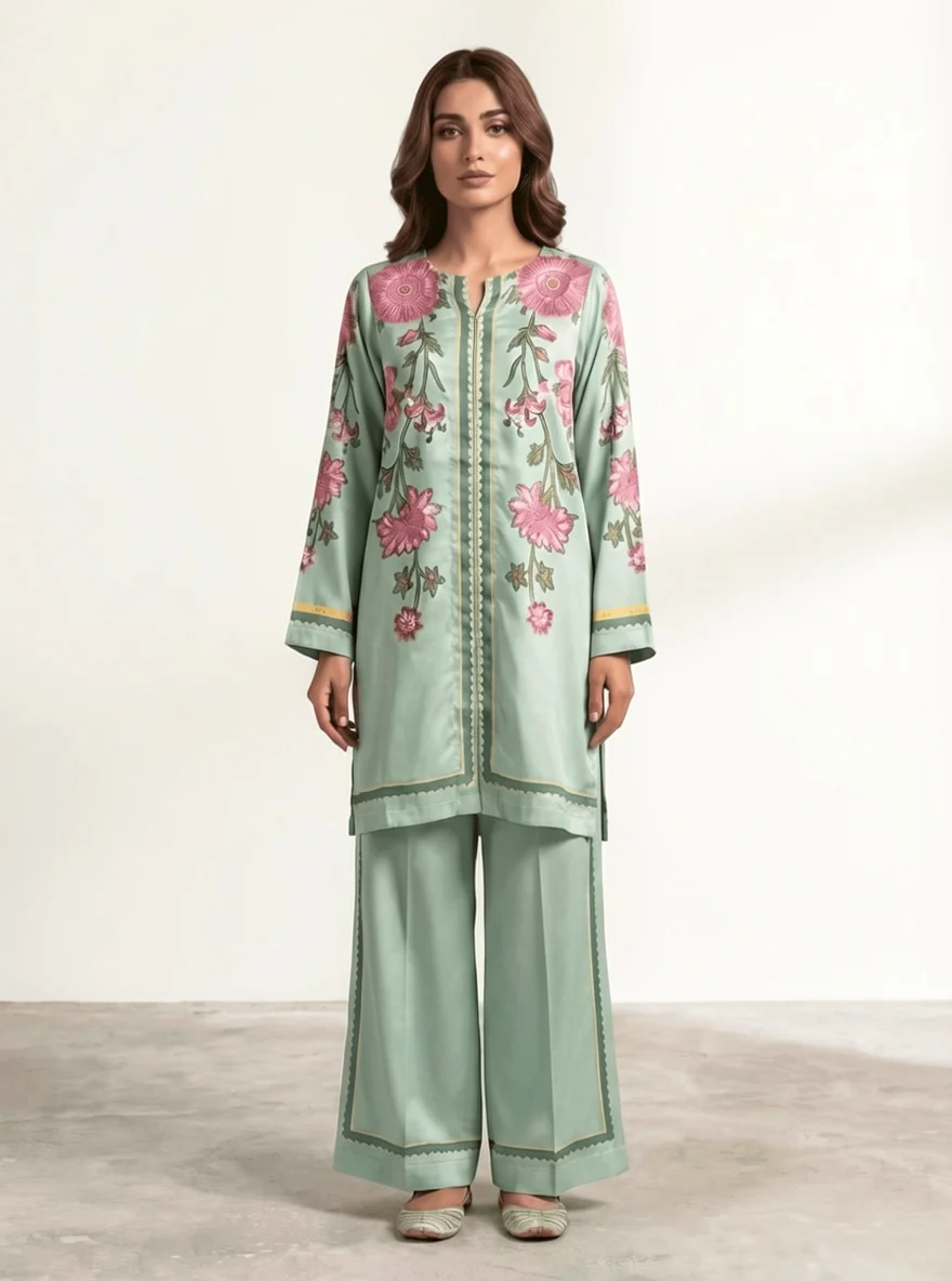 Motif Silk Printed Co-ord Set-063