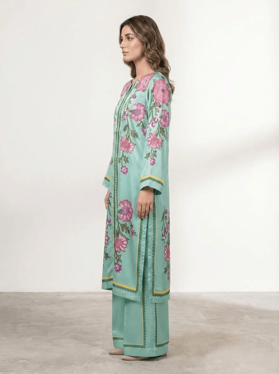 Motif Silk Printed Co-ord Set-063 - Image 2