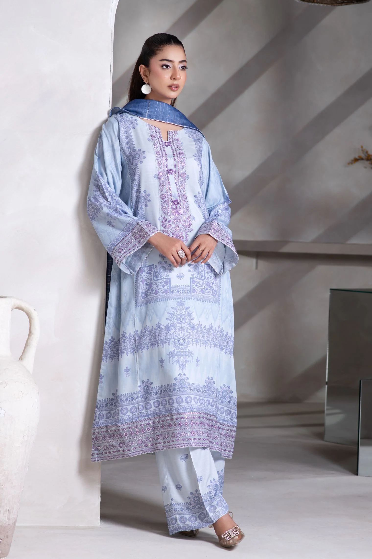 Motif Viscose Printed Suit-043 - Image 12