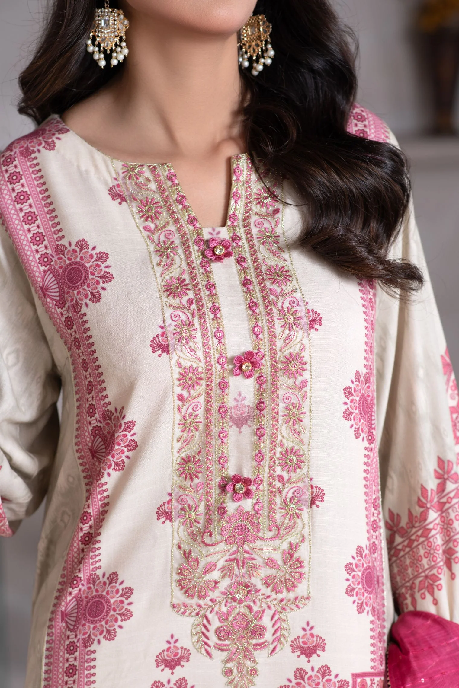 Motif Viscose Printed Suit-043 - Image 4