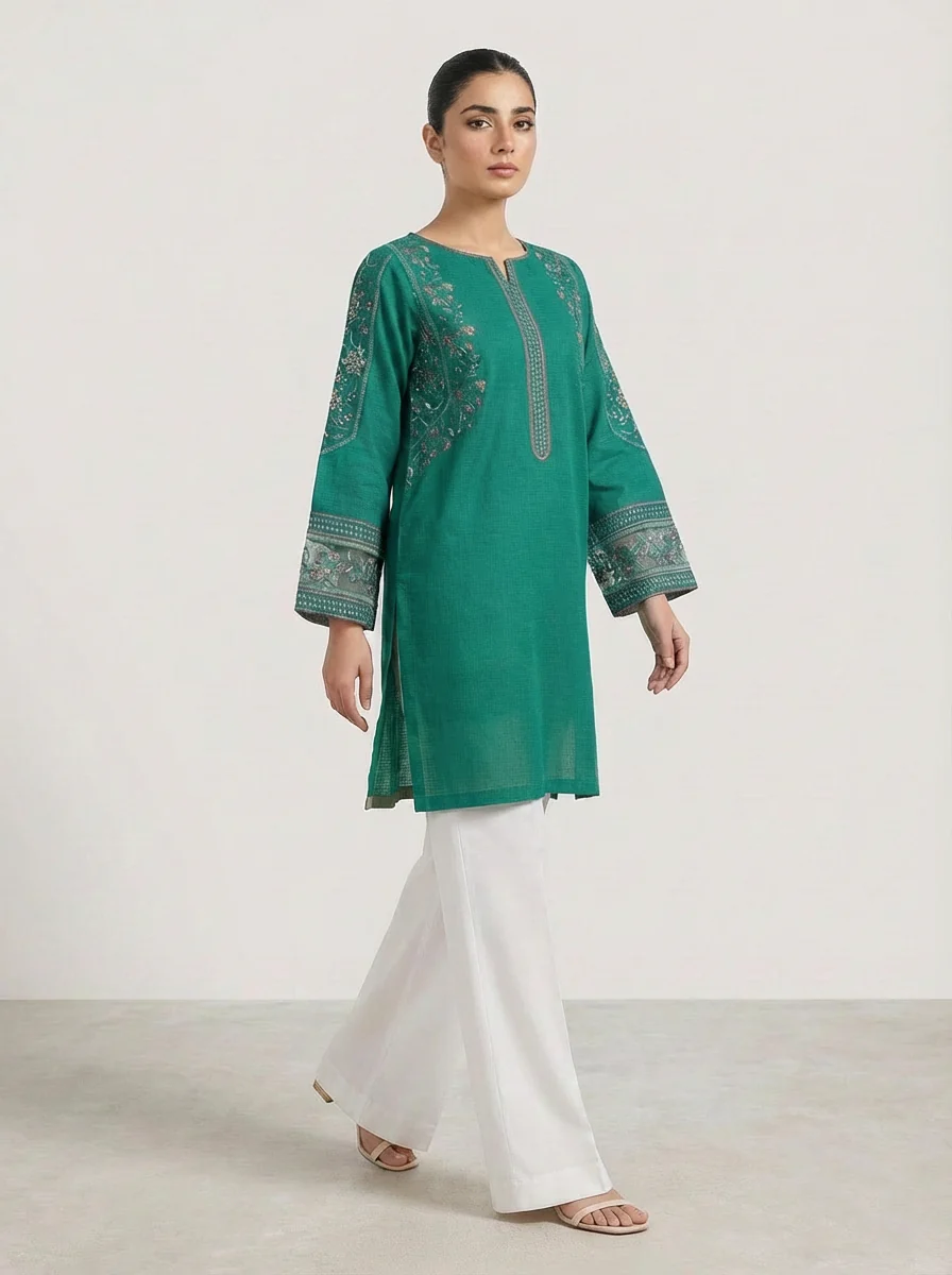 Motif Solid Embroidered Co-ord Set-217 - Image 2