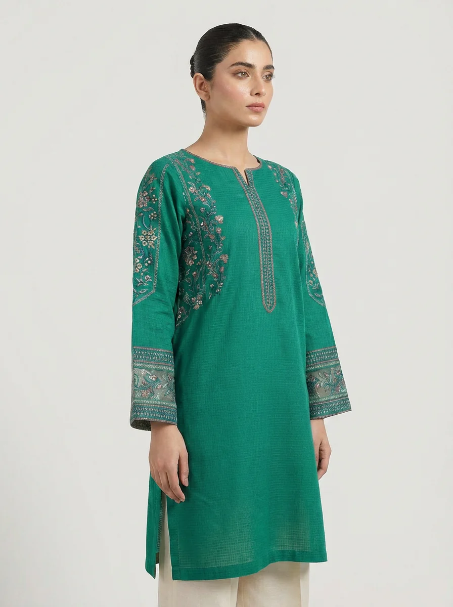 Motif Solid Embroidered Co-ord Set-217 - Image 3