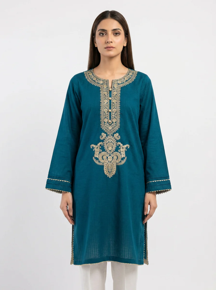 Motif Solid Embroidered Kurta-069