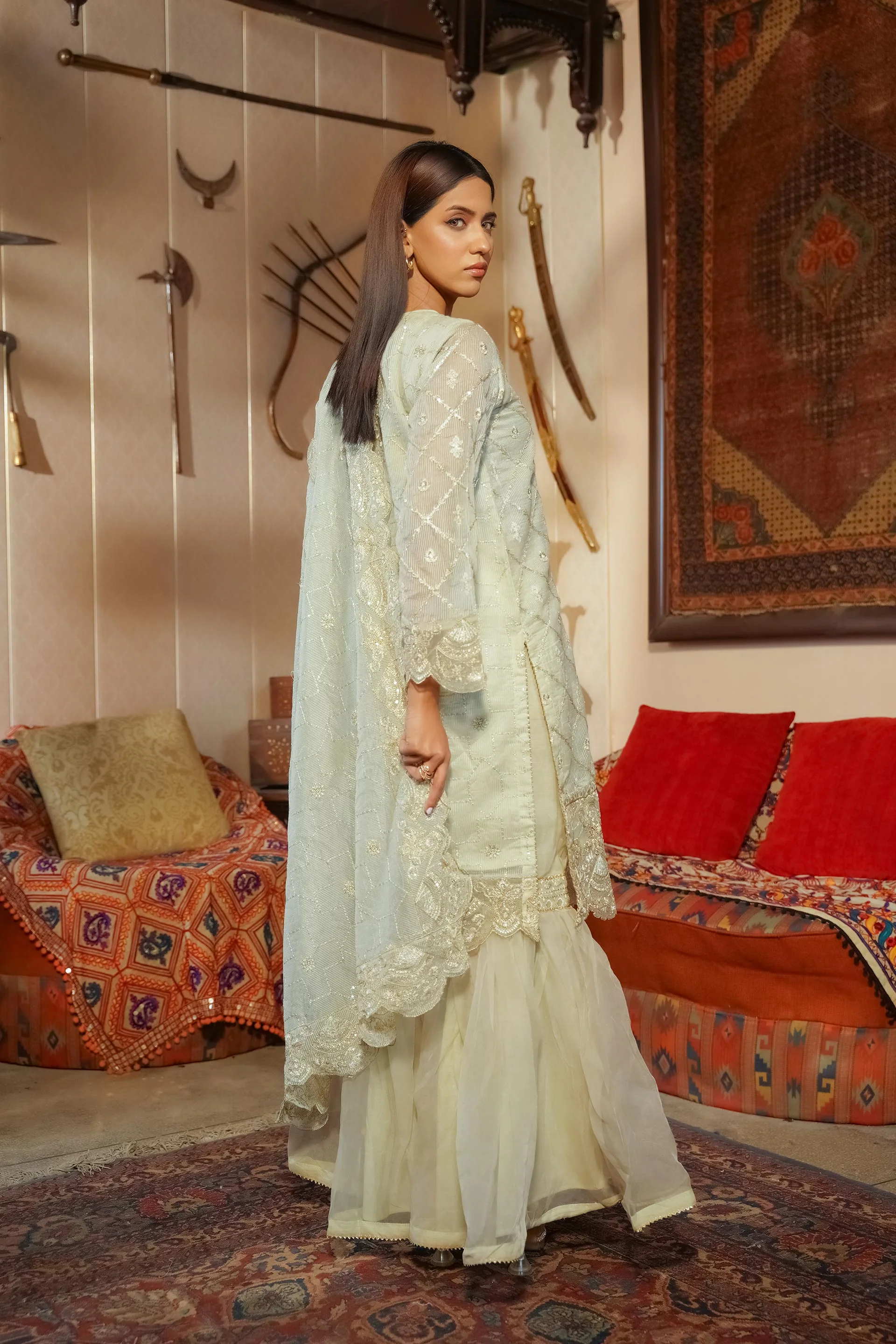 Motif Tilla and sequence Embroidered Suit-3403 - Image 4