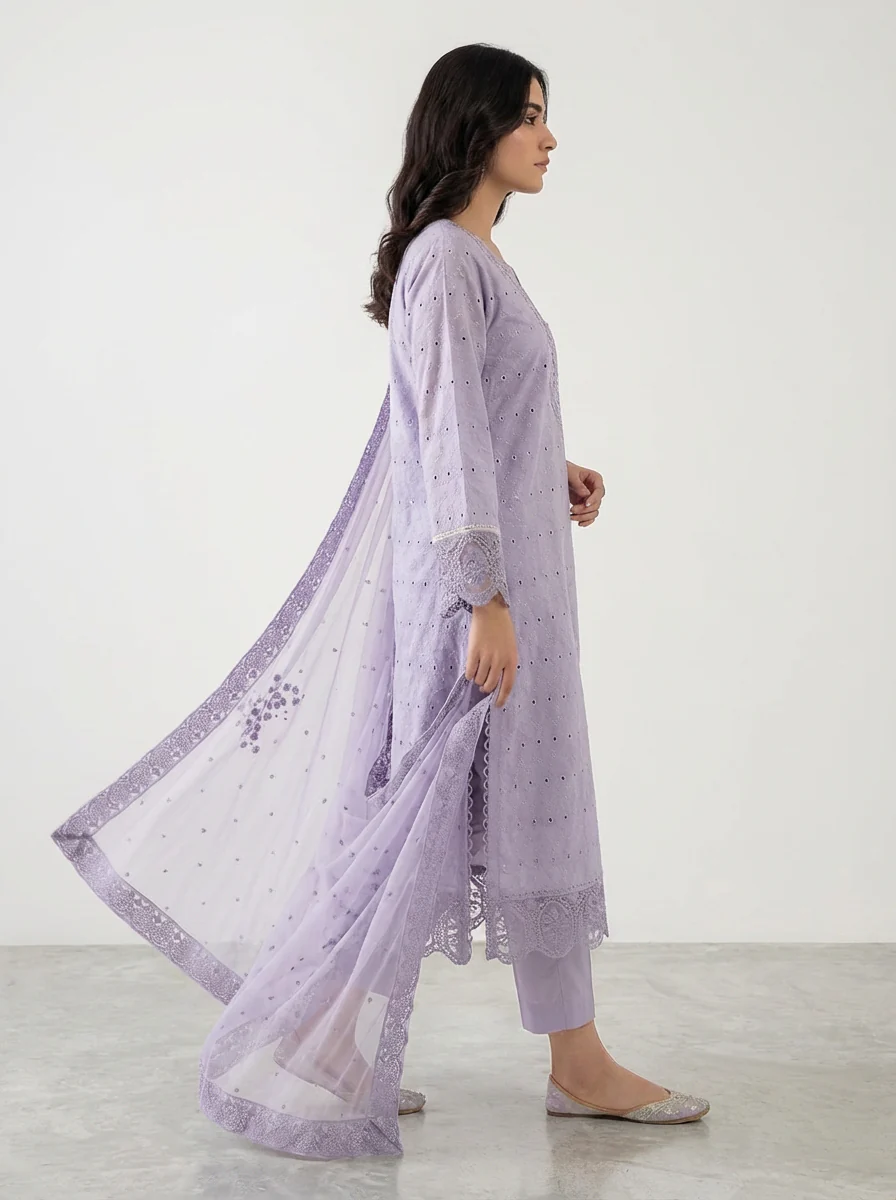 Motif Chikankari 3Pc suit-118 - Image 2