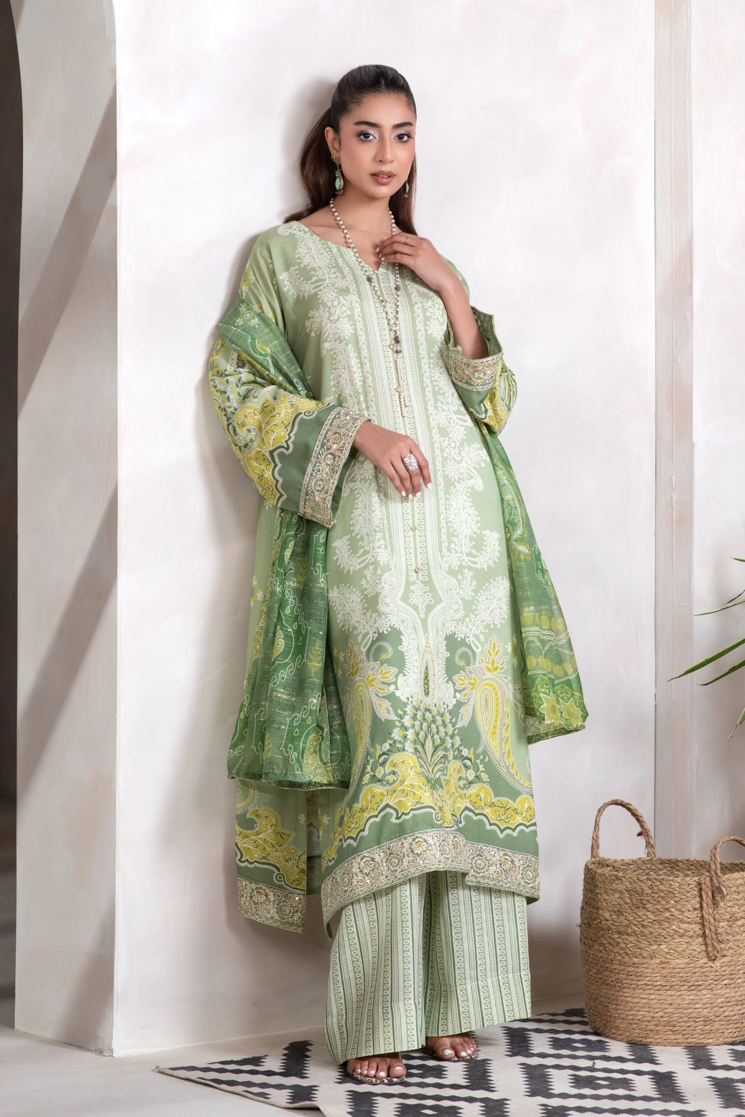 Motif Viscose Printed Suit-042 - Image 2